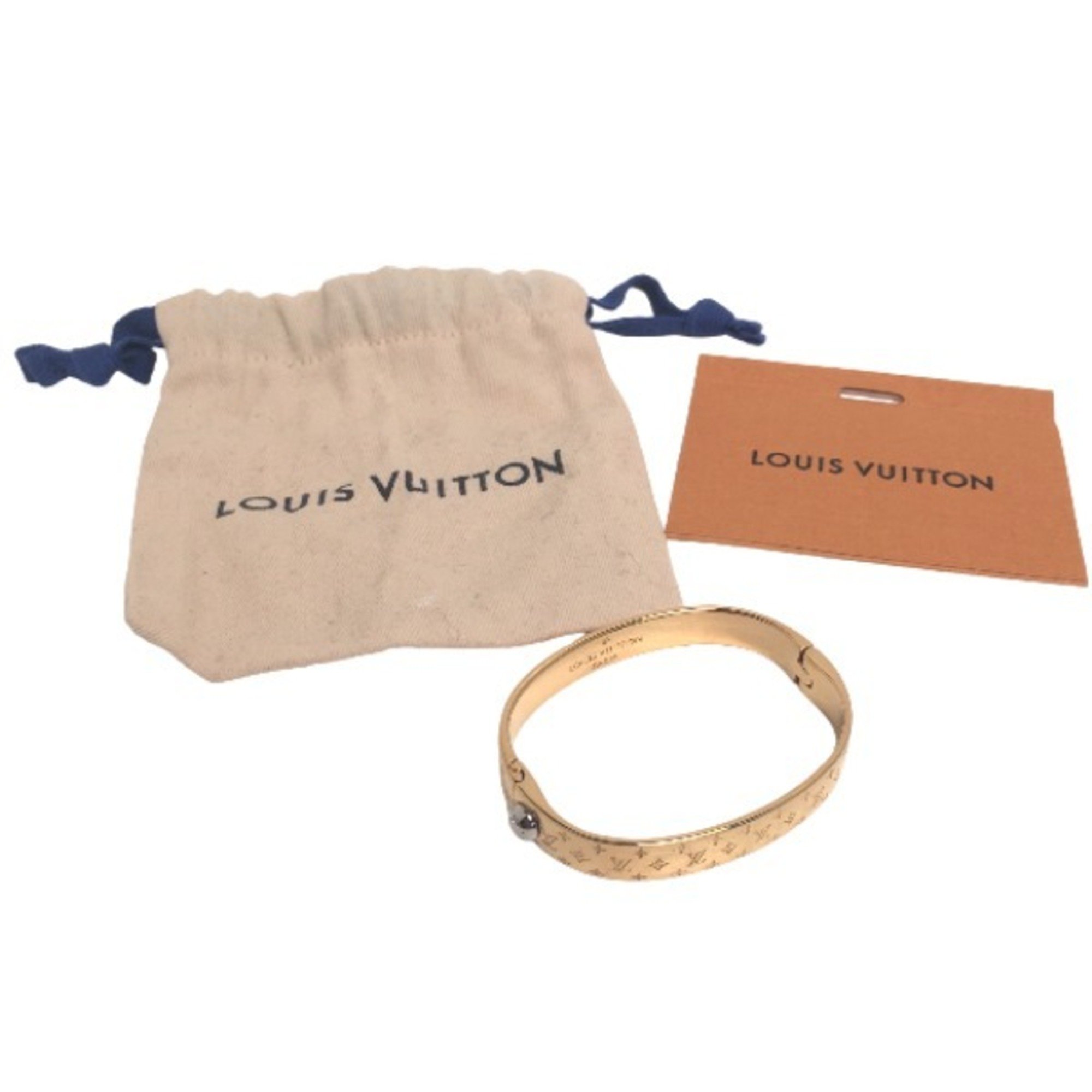 LOUIS VUITTON Cuff Nanogram Monogram S Size M00251 Louis Vuitton Gold Bracelet LV