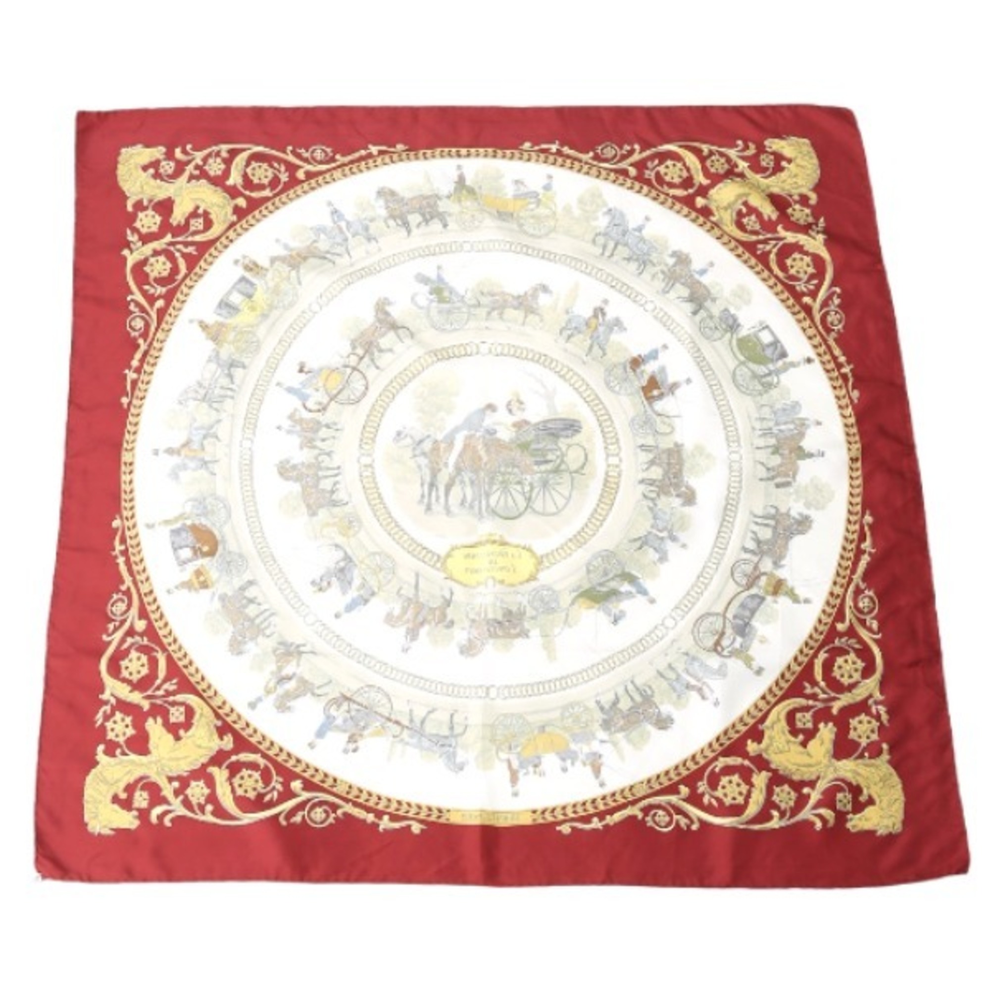 HERMES Carre90 100% Silk Hermes Red Scarf