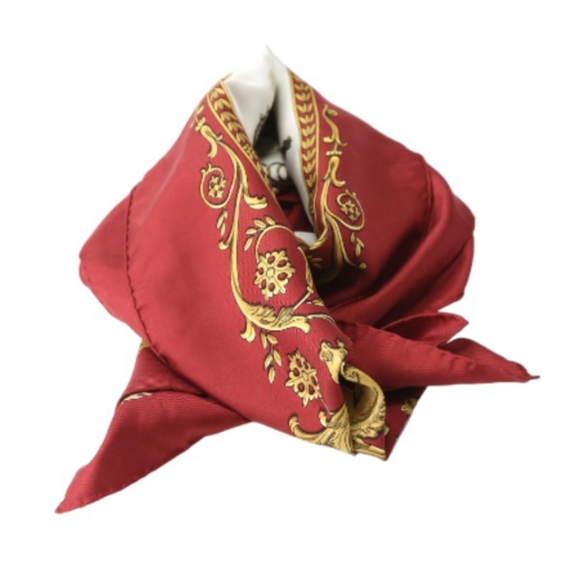 HERMES Carre90 100% Silk Hermes Red Scarf