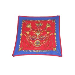 HERMES Pleated Scarf Carre Jewelry Pattern Hermes Blue x Red