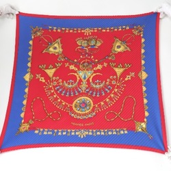 HERMES Pleated Scarf Carre Jewelry Pattern Hermes Blue x Red