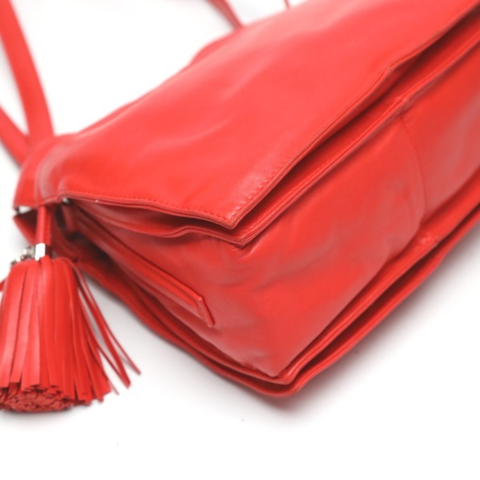 LOEWE Tassel Leather 2WAY 380 82 E17 Red Shoulder Bag