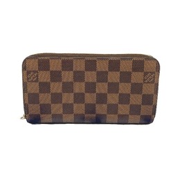 LOUIS VUITTON Round Zipper Damier Zippy Wallet N41661 Louis Vuitton Brown Long LV