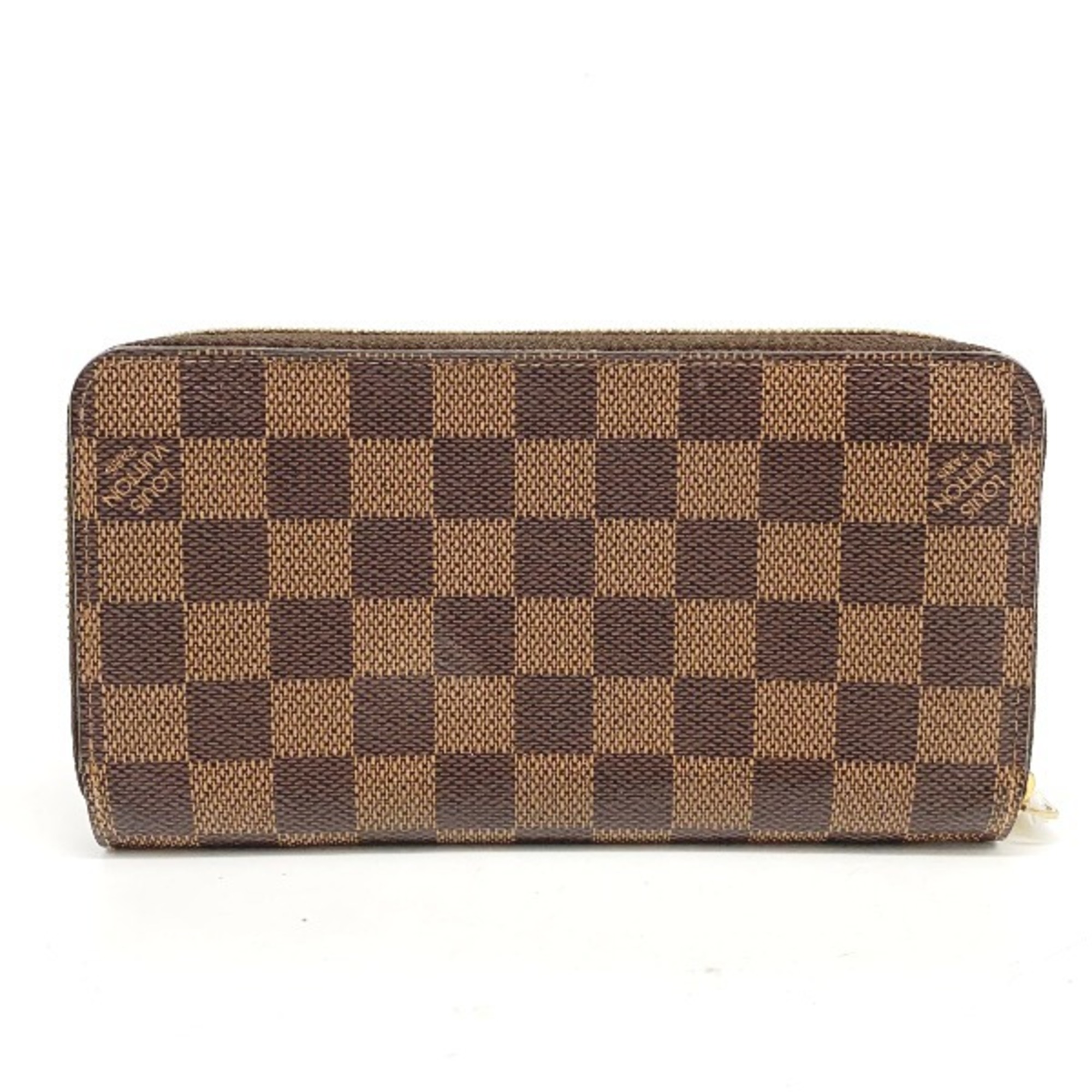 LOUIS VUITTON Round Zipper Damier Zippy Wallet N41661 Louis Vuitton Brown Long LV