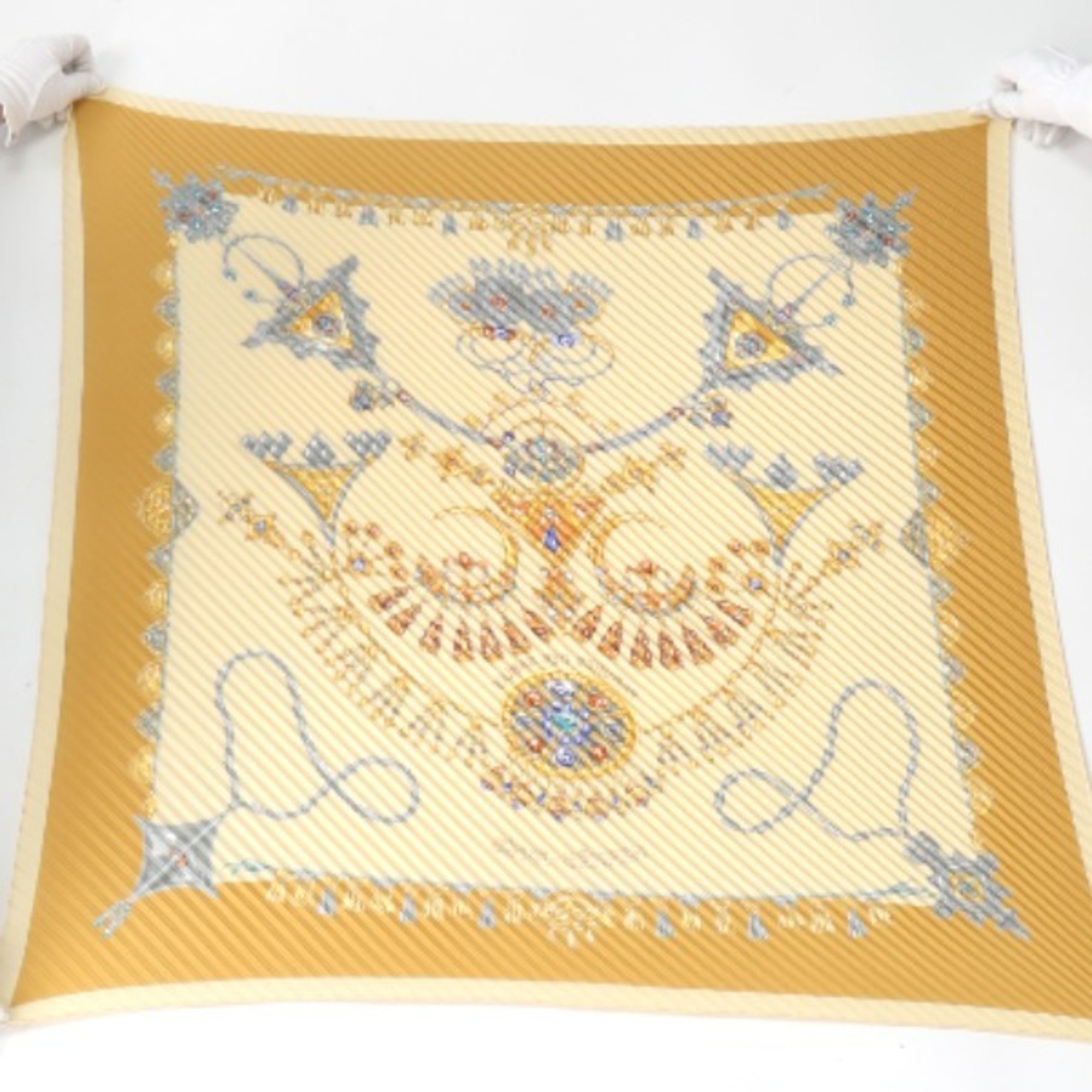 HERMES Pleated Scarf Carre Jewelry Pattern Hermes Blue x Red