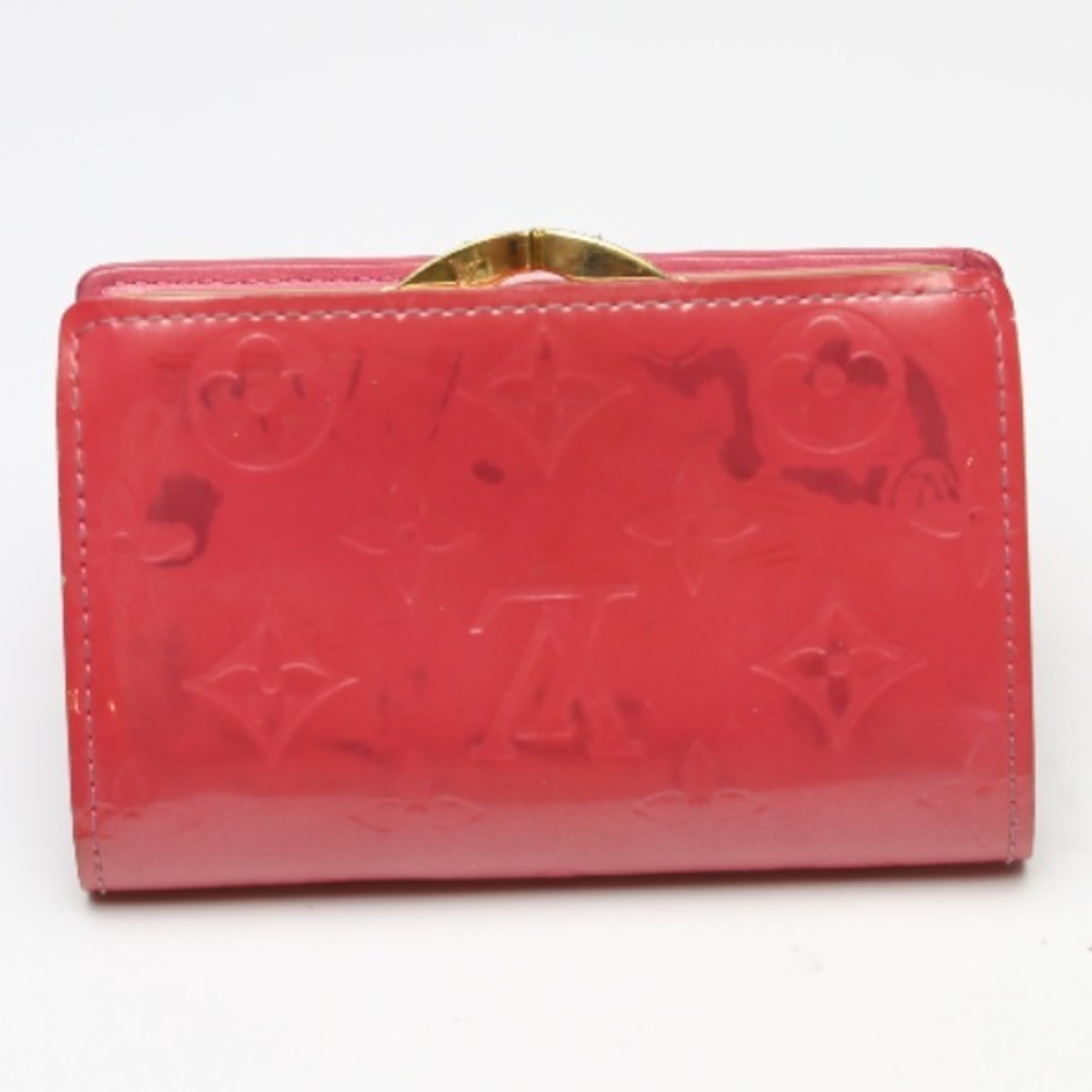 LOUIS VUITTON Porte Monet Bier Viennois Vernis Clasp Wallet with Card Pocket M9141F Louis Vuitton Framboise Bifold LV