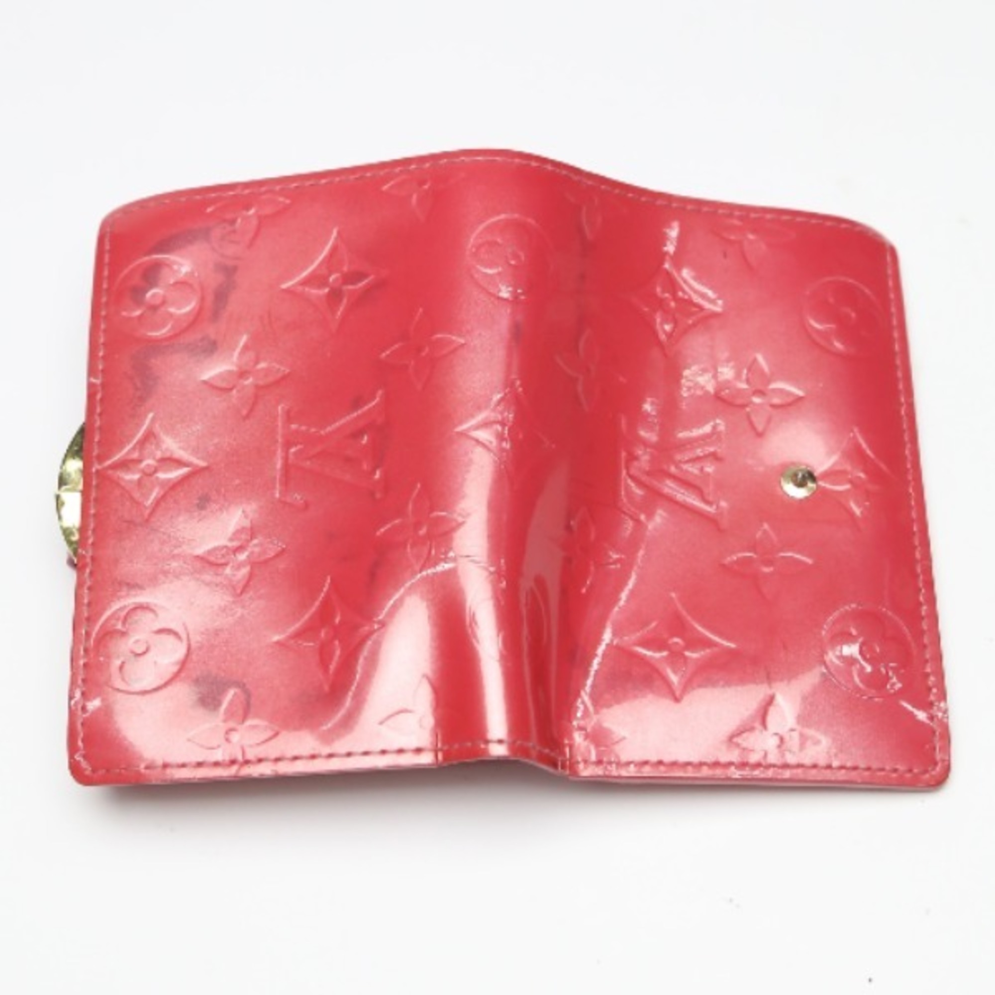 LOUIS VUITTON Porte Monet Bier Viennois Vernis Clasp Wallet with Card Pocket M9141F Louis Vuitton Framboise Bifold LV