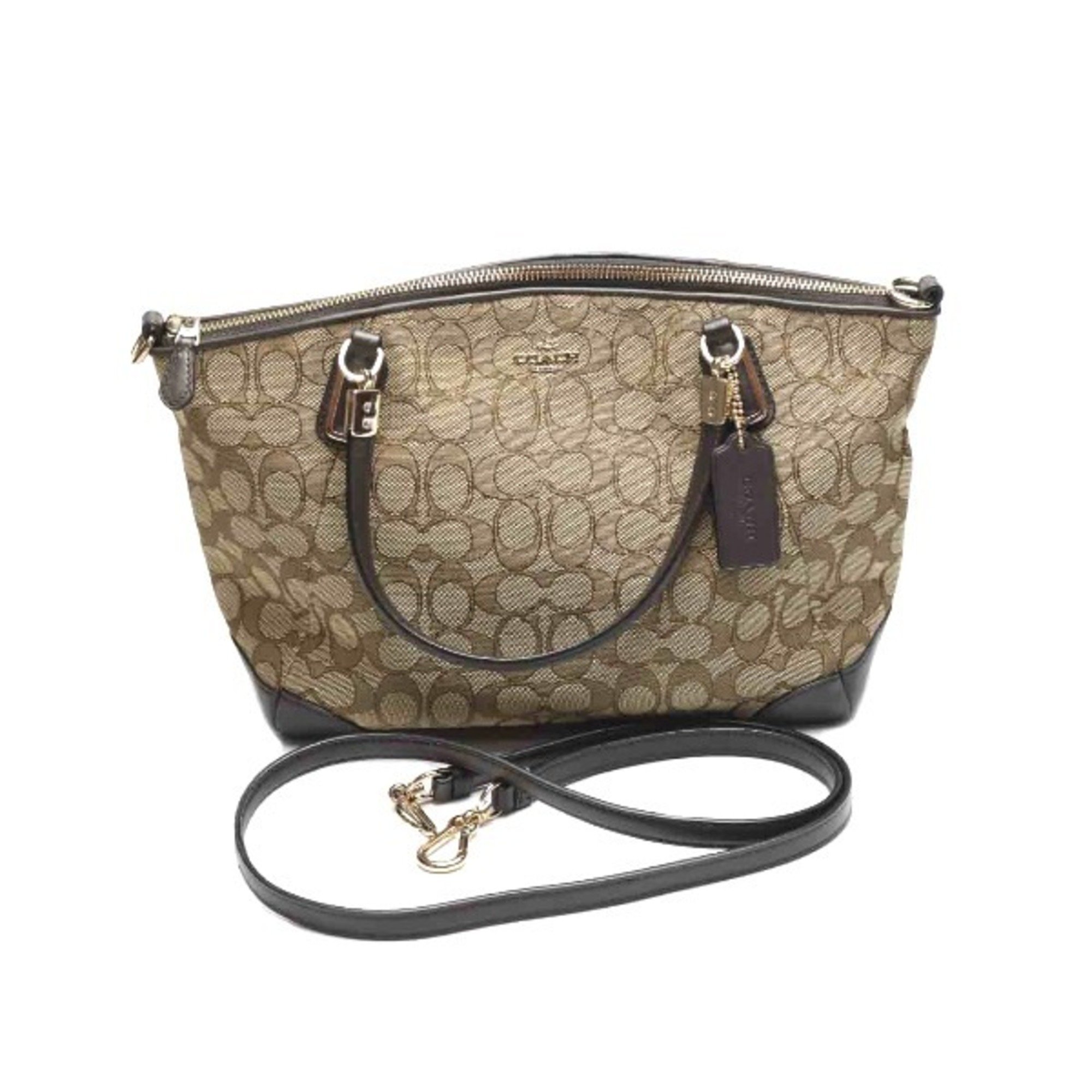 COACH Shoulder Signature Handbag 33737 Coach Brown Bag