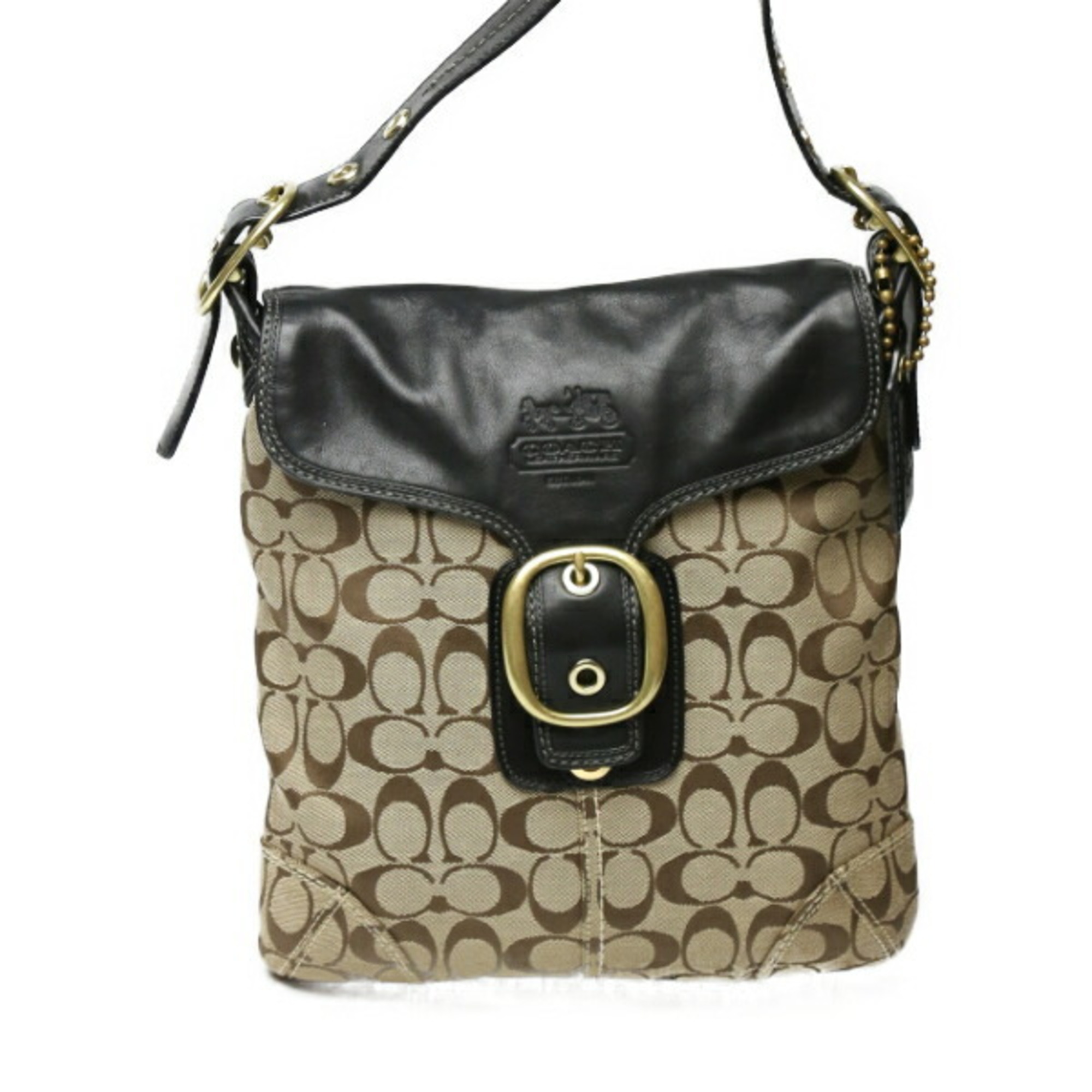 COACH Crossbody Signature 11436 Coach Black x Beige Shoulder Bag