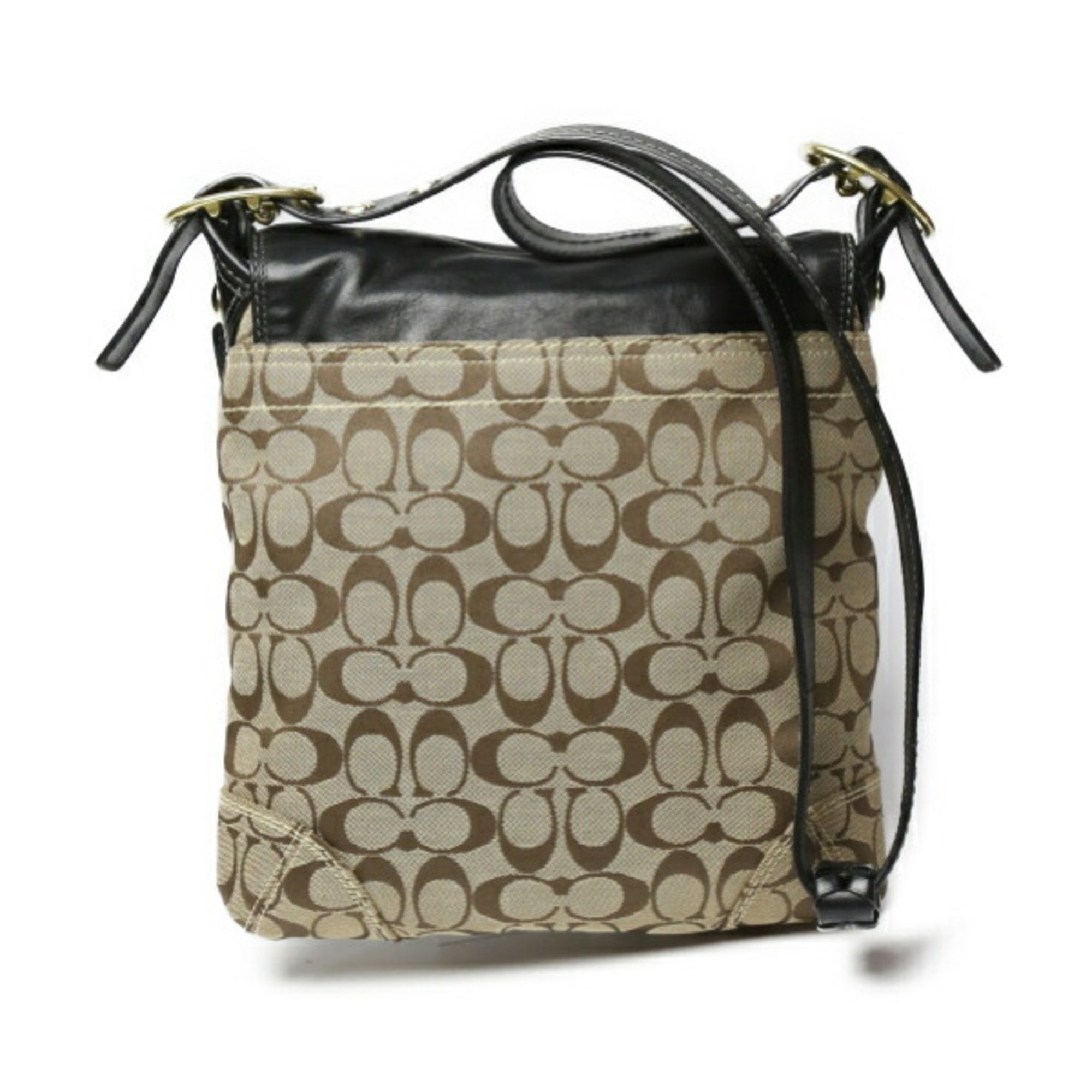 COACH Crossbody Signature 11436 Coach Black x Beige Shoulder Bag