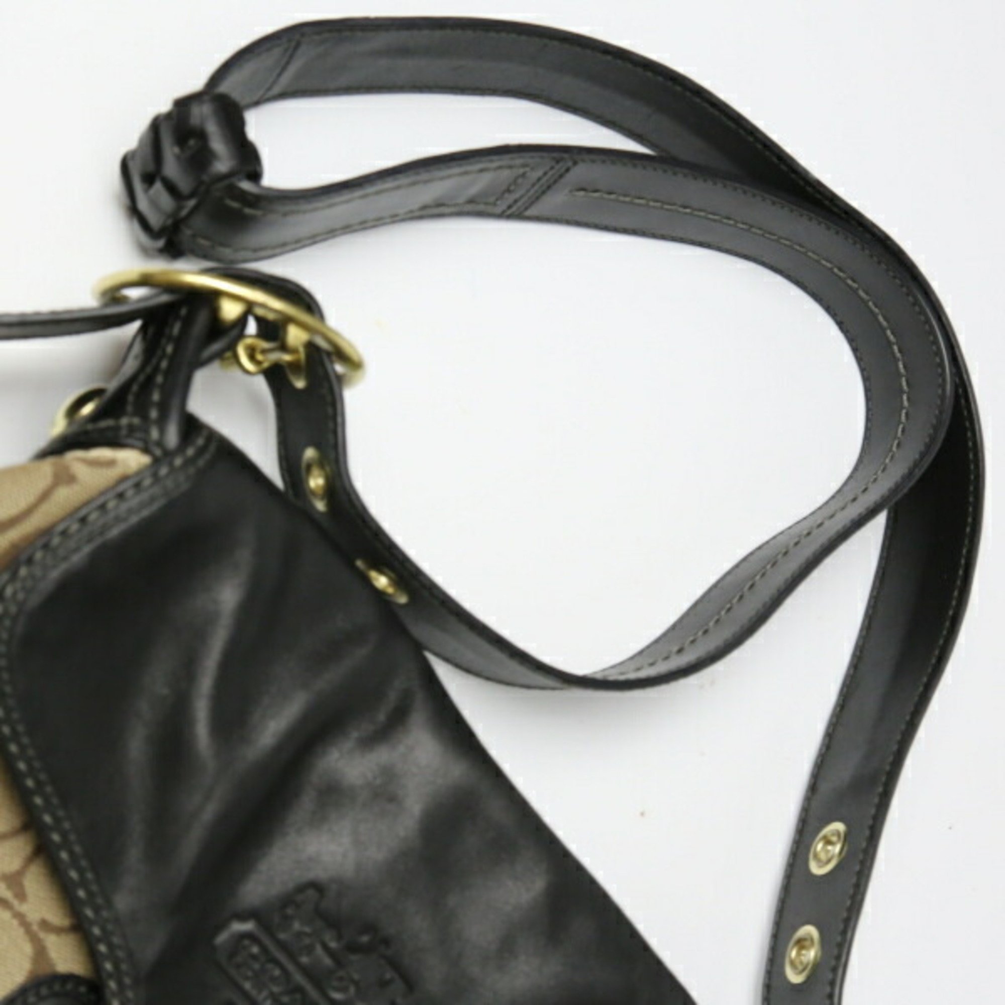 COACH Crossbody Signature 11436 Coach Black x Beige Shoulder Bag