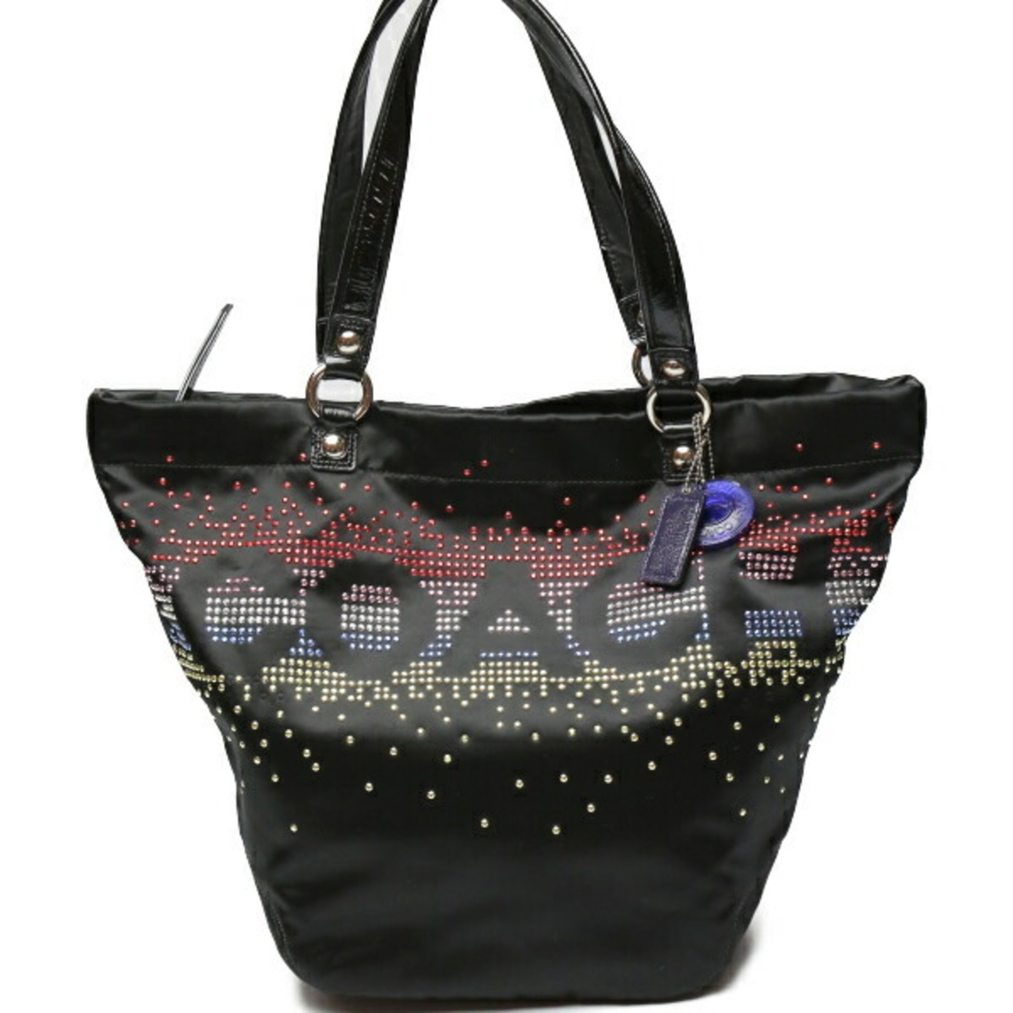 COACH Rhinestone Holiday Tote Bag Satin x Patent F17144 Coach Black