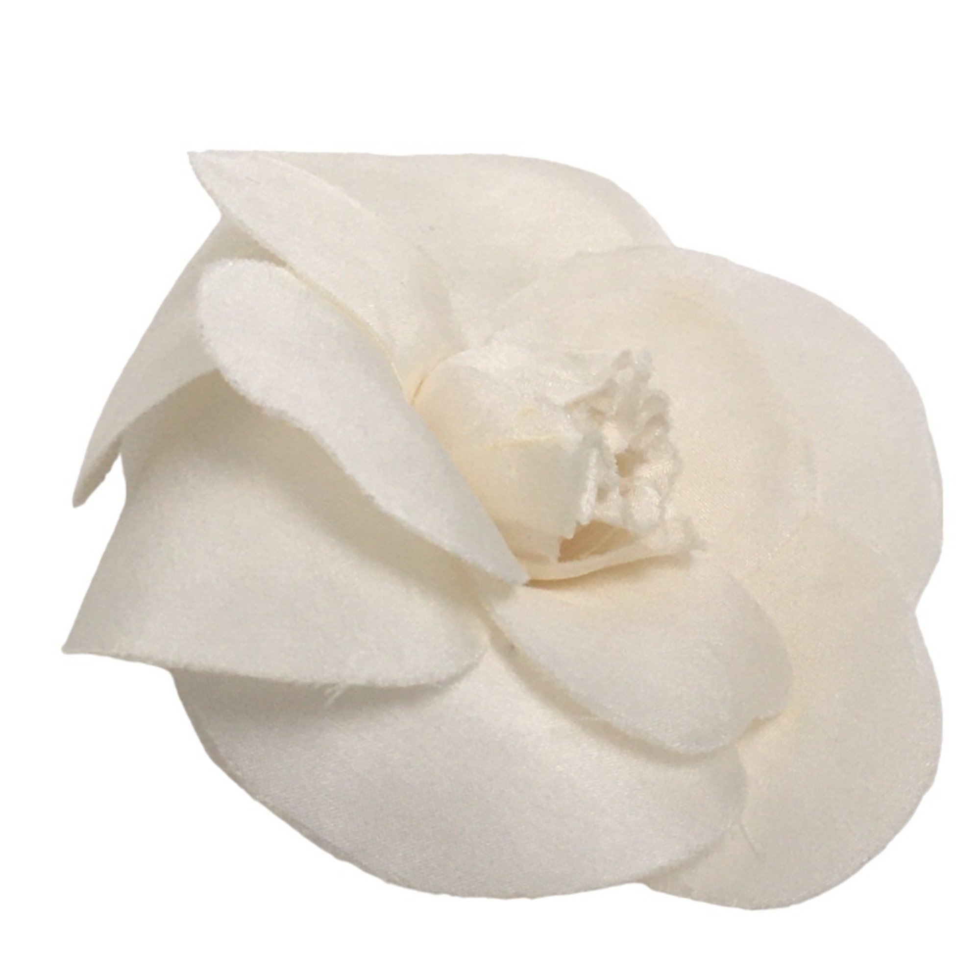 CHANEL Camellia with box corsage white brooch