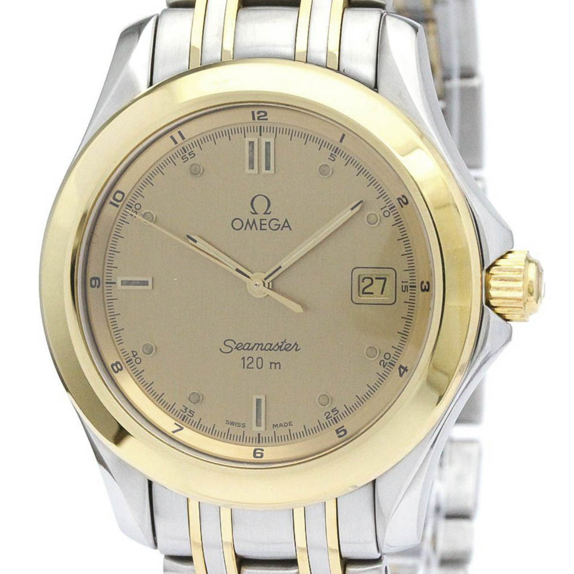 Polished OMEGA Seamaster 120M 18K Gold Steel Quartz Mens Watch