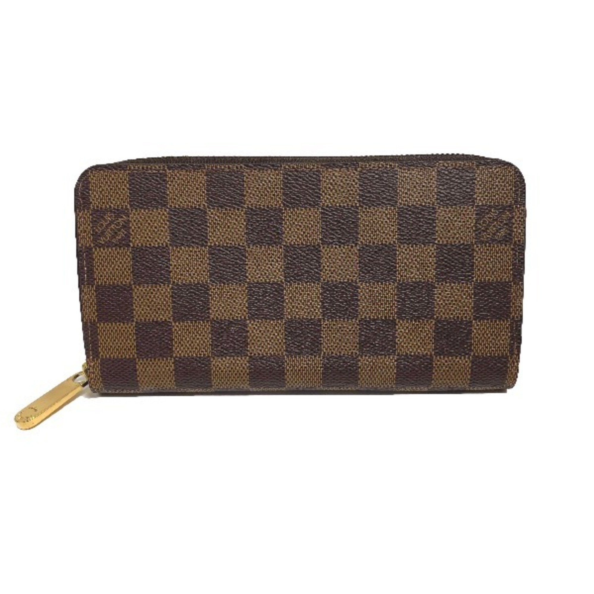 LOUIS VUITTON Round Zipper Damier Zippy Wallet N41661 Louis Vuitton Brown Long LV