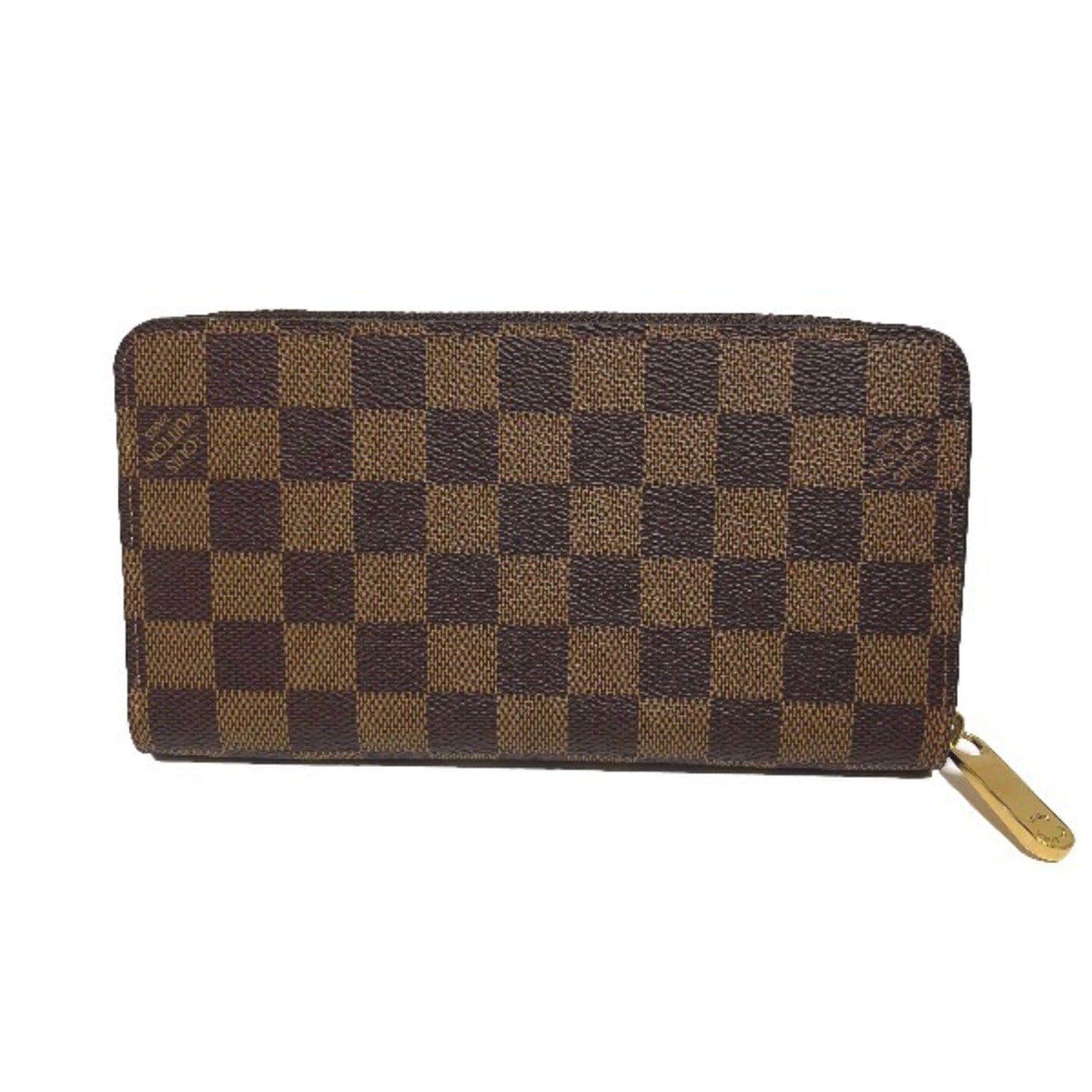 LOUIS VUITTON Round Zipper Damier Zippy Wallet N41661 Louis Vuitton Brown Long LV