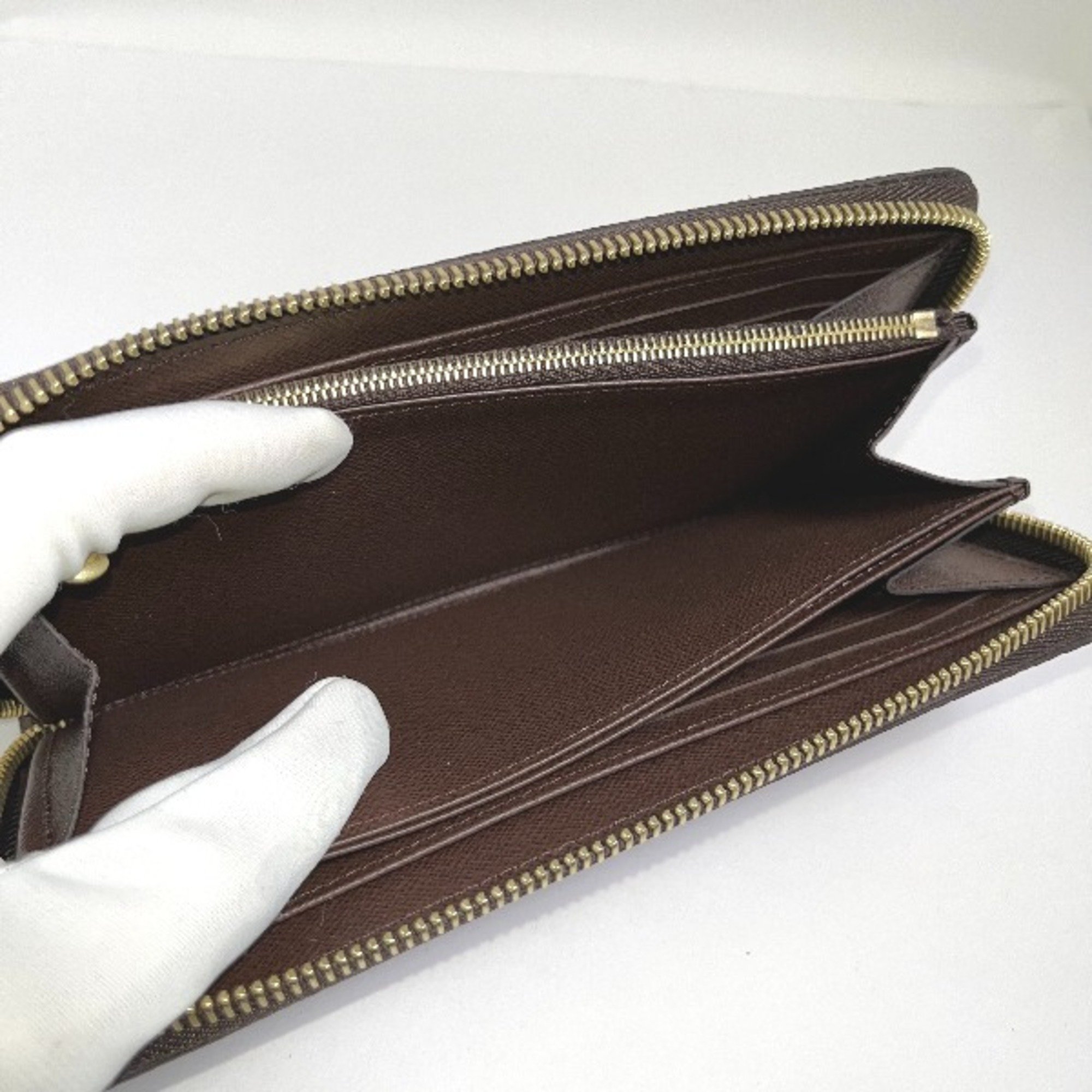 LOUIS VUITTON Round Zipper Damier Zippy Wallet N41661 Louis Vuitton Brown Long LV