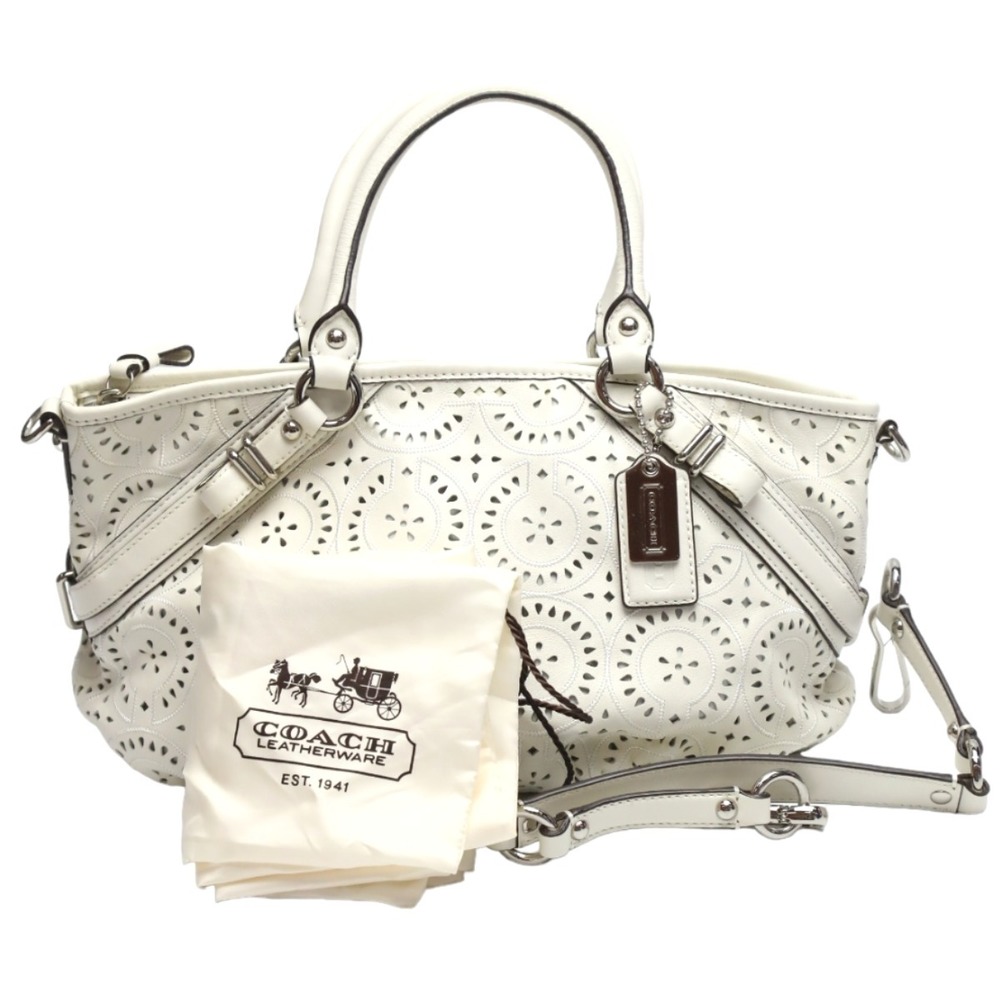 COACH Madison Punching 2WAY Leather Cut Op Art Sophia Shirakawa 16997 Coach  White Handbag | eLADY Globazone