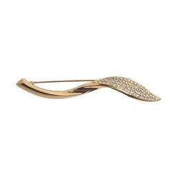 Christian Dior Dior Rotating Pin Type Leaf Motif Pave Bijou Christian Gold Brooch