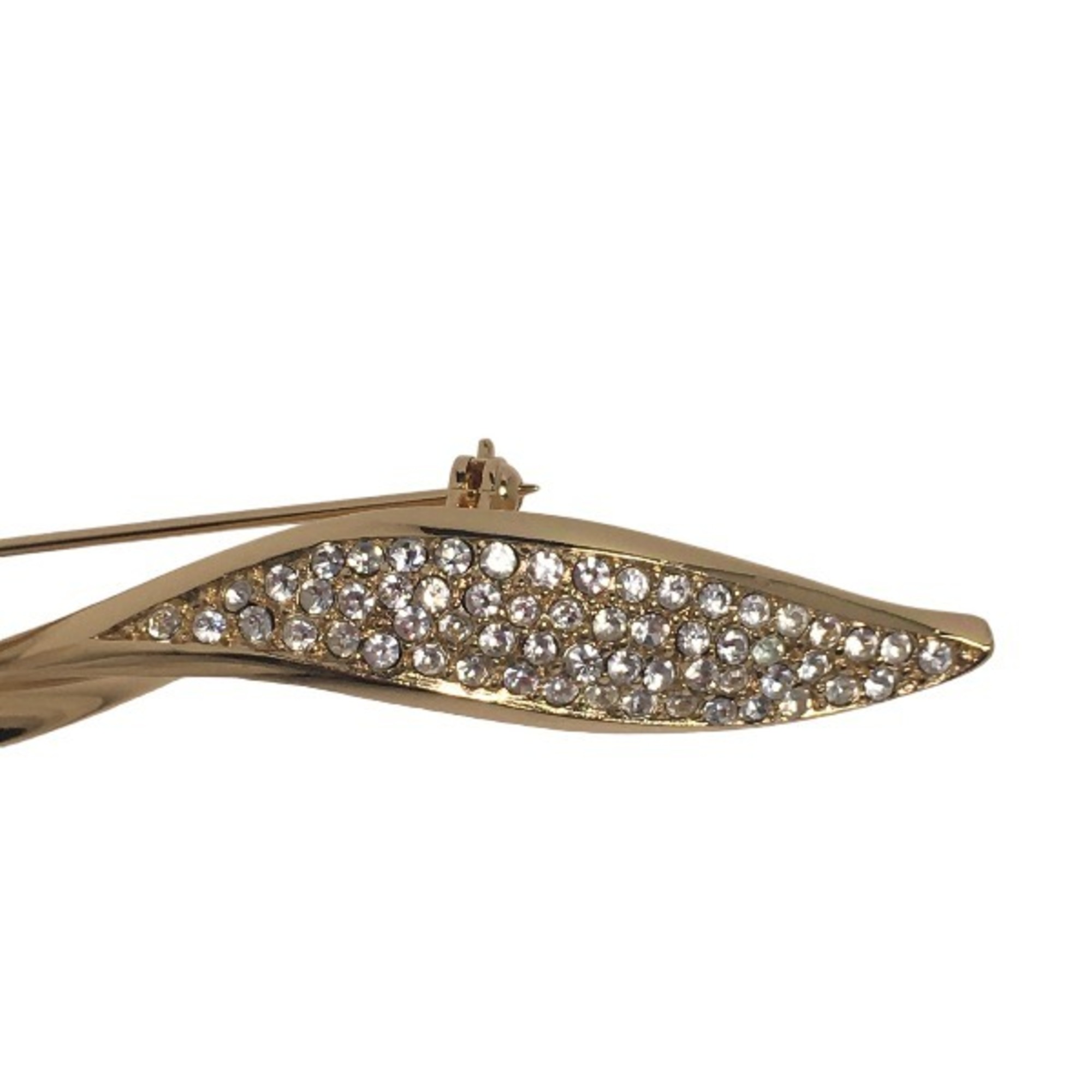 Christian Dior Dior Rotating Pin Type Leaf Motif Pave Bijou Christian Gold Brooch