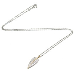 Tiffany Chain External Product Leaf Diamond Women's Necklace 750 Yellow Gold