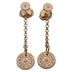 HERMES Earrings Ladies 750PG Diamond Gunbird Pink Gold Polished