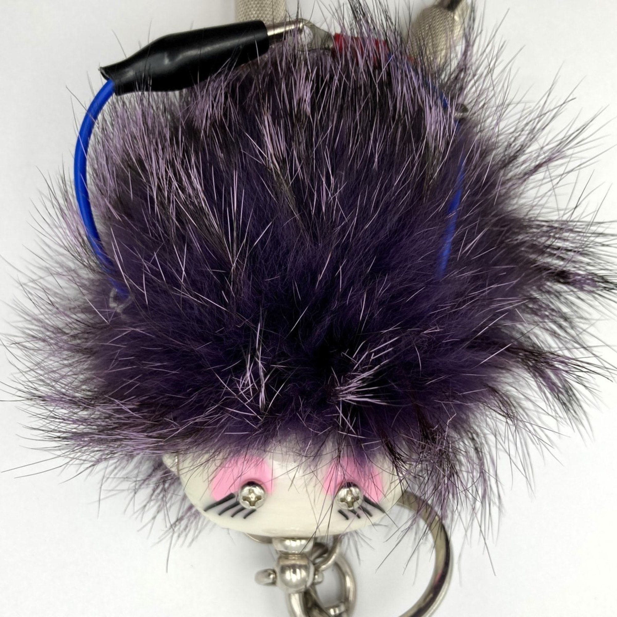 PRADA Prada key chain bag charm purple robot fur collar with box for men and women