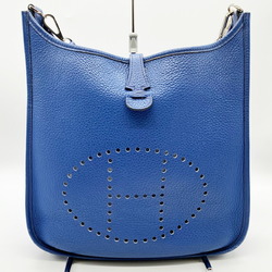HERMES Evelyn 1 PM □J stamped 2006 Taurillon Clemence shoulder bag crossbody blue ladies fashion