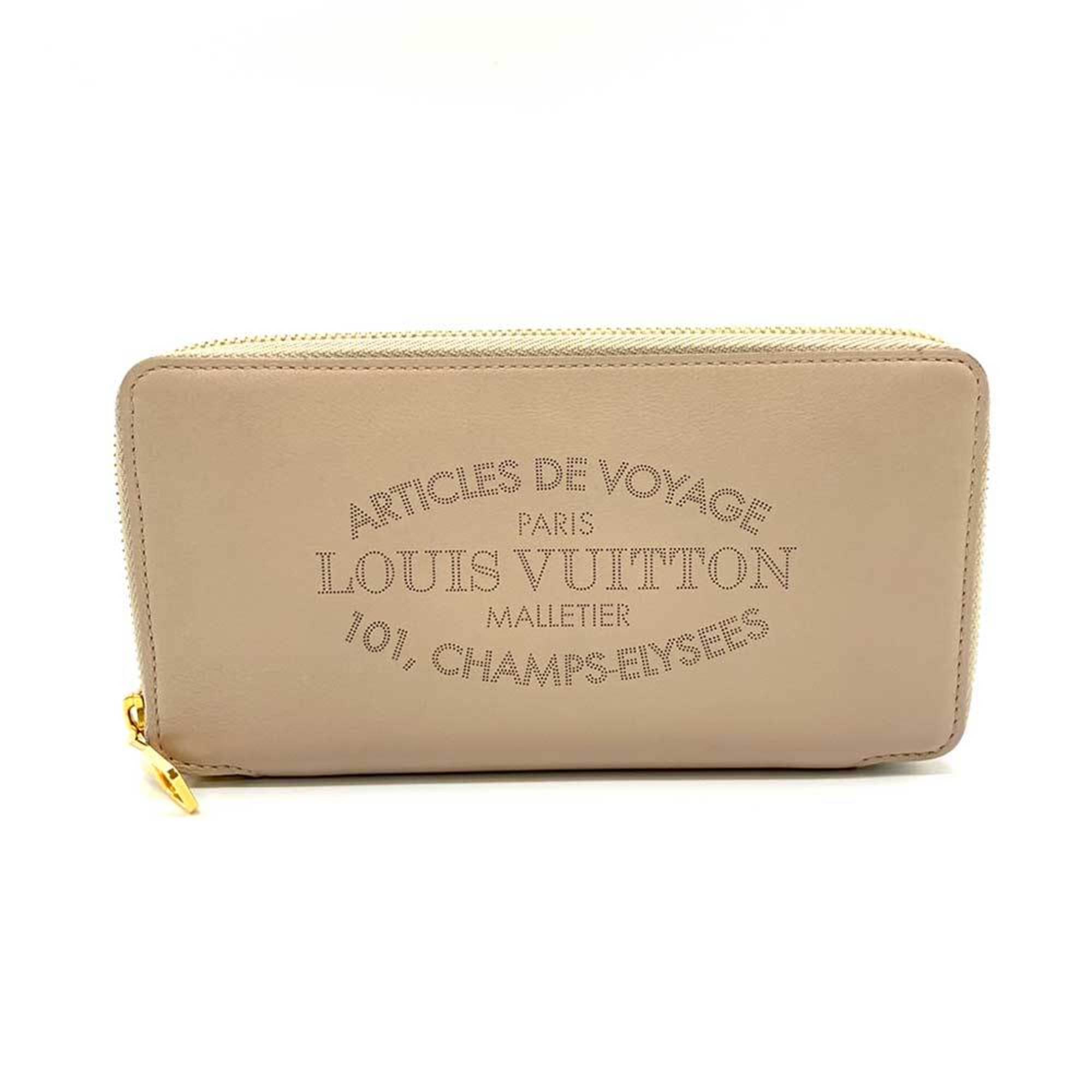 Louis Vuitton Wallet Portofeuillena Gale Beige Parnasea Long Round Women's Goatskin Leather M58257 LOUISVUITTON
