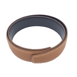 HERMES Reversible Belt Replacement Everto 70cm □F Stamp 2002 Black Brown Gold Togo Bock Scarf Muffler Men Women Unisex