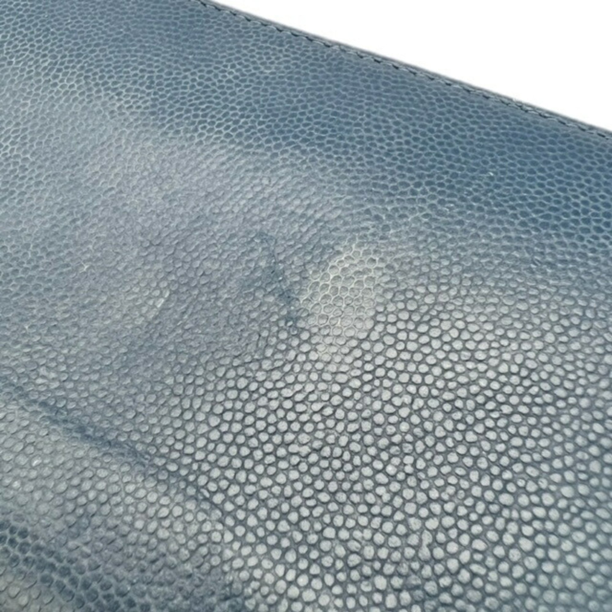 CHANEL Caviar skin long wallet round blue ladies men's 24s