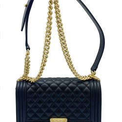 CHANEL Chanel Chain Shoulder Bag Boy Caviar Skin A67086 Black Women's