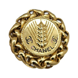 CHANEL Earrings Barley Gold Plated Chevron Round CC Coco Mark Accessories Ear Women's
