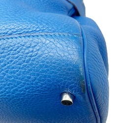 HERMES Atlas 35 Taurillon Clemence Blue Handbag □P Engraved Leather Women's Hand Bag