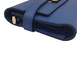 HERMES Hermes Kelly Wallet Medium Epson Blue Agat A Engraved 2017 G Hardware Gold Compact Accessory Women's Men's Unisex