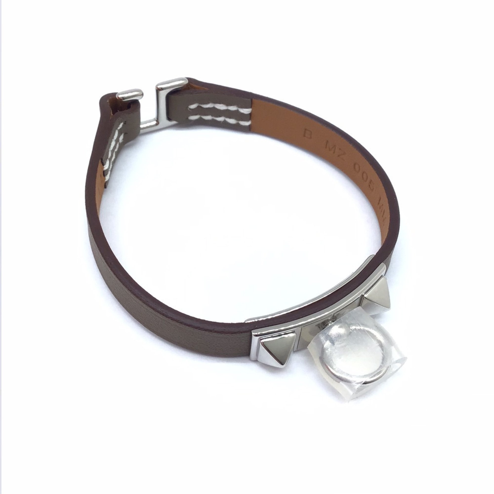 HERMES Rival Bracelet Etoupe Swift SV Hardware Leather Accessories Fashion Women Men Unisex