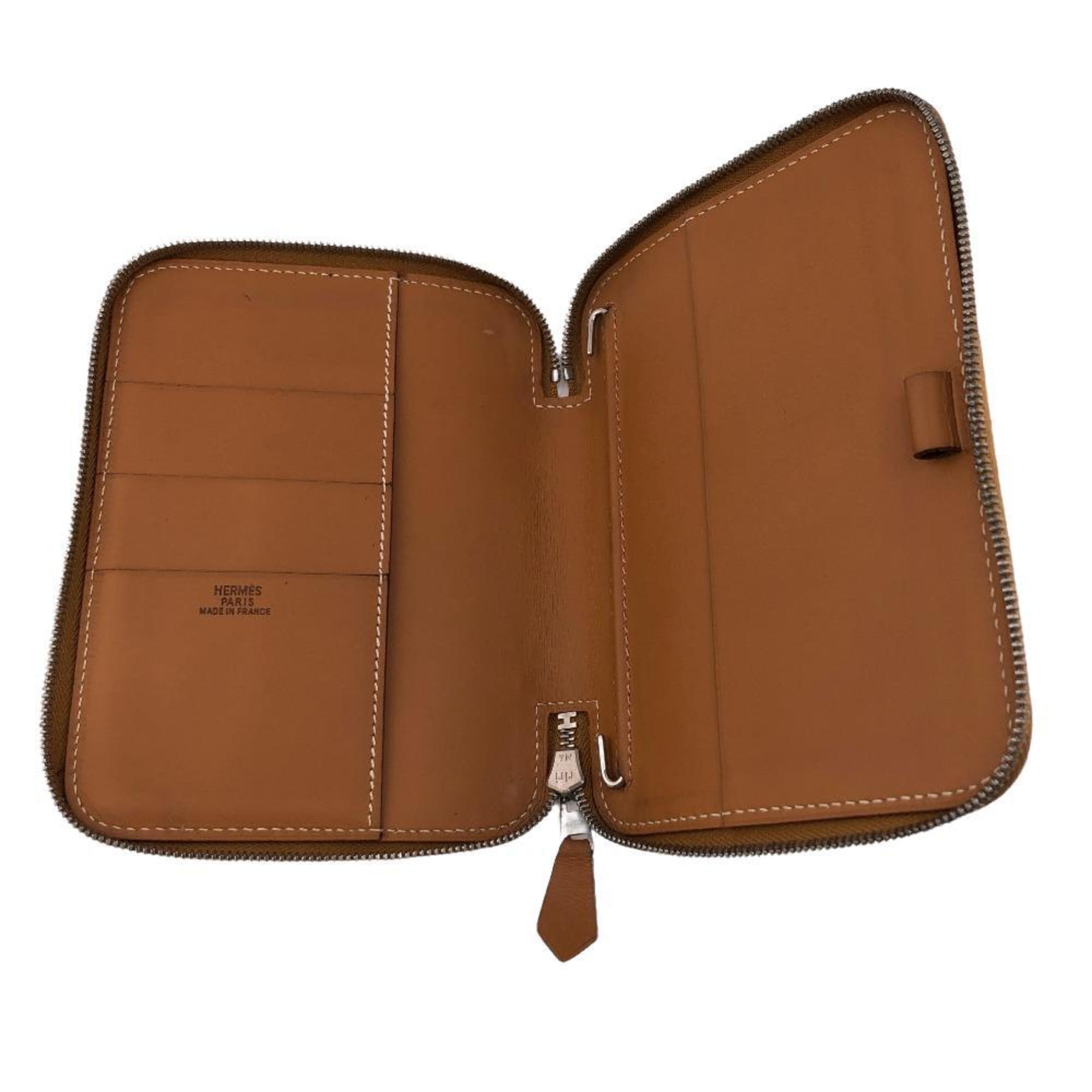 HERMES Agenda Zip Round Zipper Notebook Cover Brown Unisex