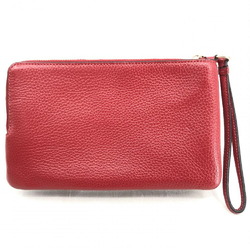 COACH Signature Pouch Wallet Red Brown Leather Coach