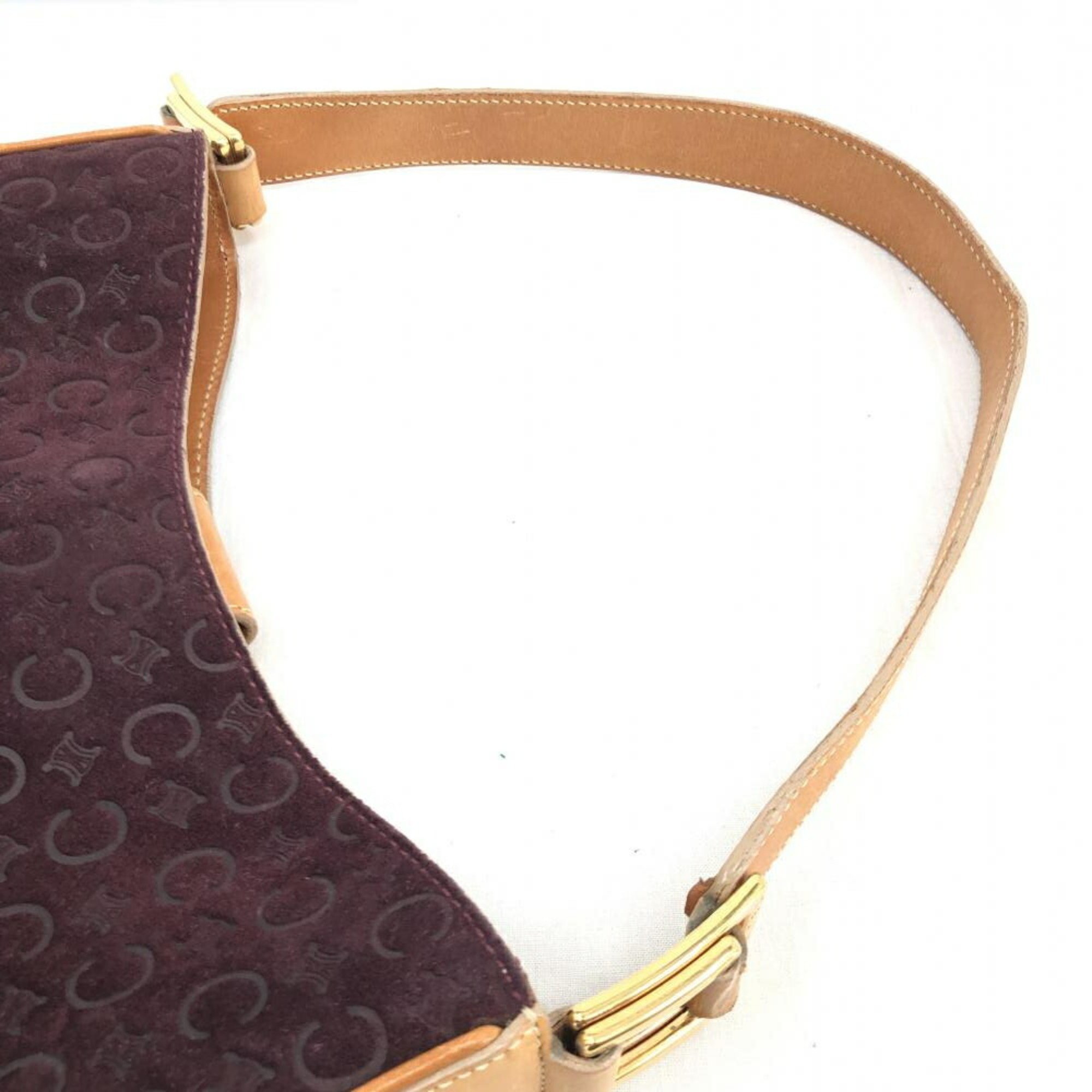 CELINE Old Celine One Shoulder Bag Brown Bordeaux