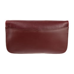 CARTIER Mastline clutch bag leather Bordeaux gold hardware second