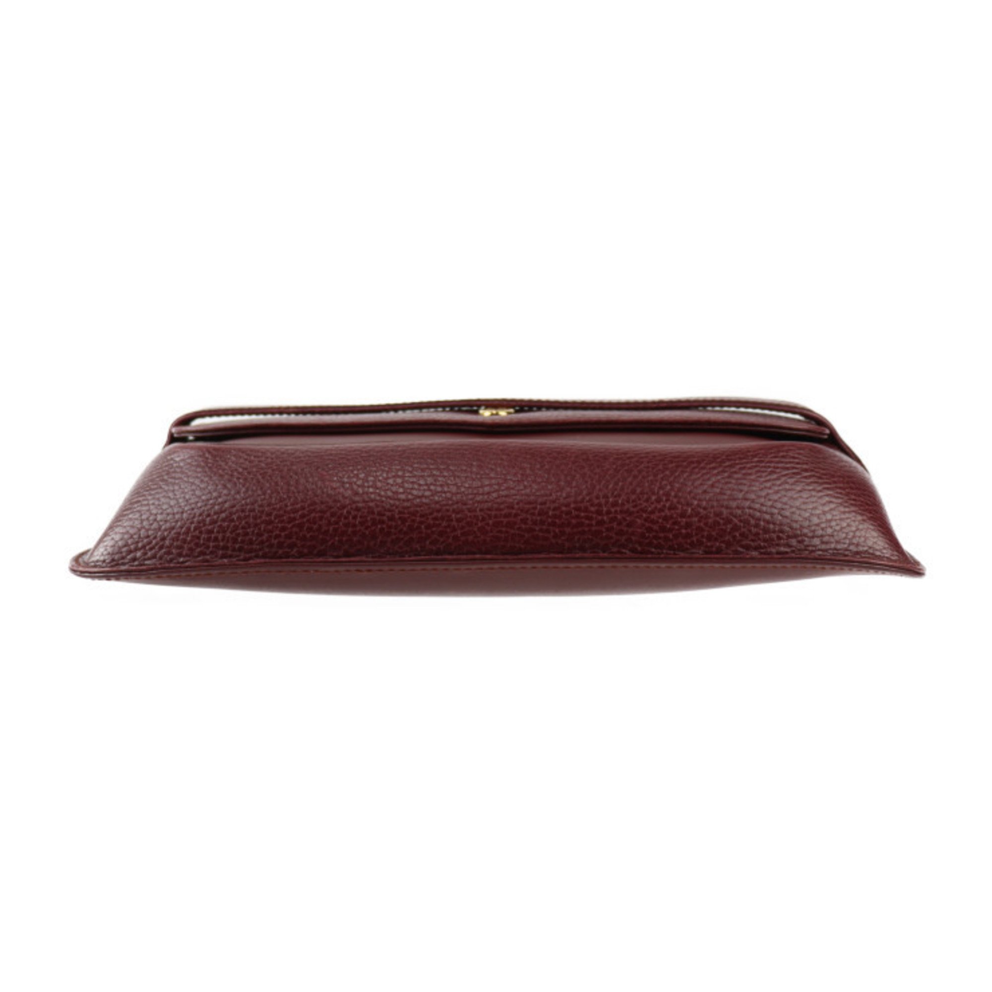 CARTIER Mastline clutch bag leather Bordeaux gold hardware second