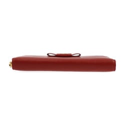 Miu Miu MIUMIU Long Wallet 5ML506 Leather FUOCO Red Gold Metal Fittings Round Zipper Ribbon