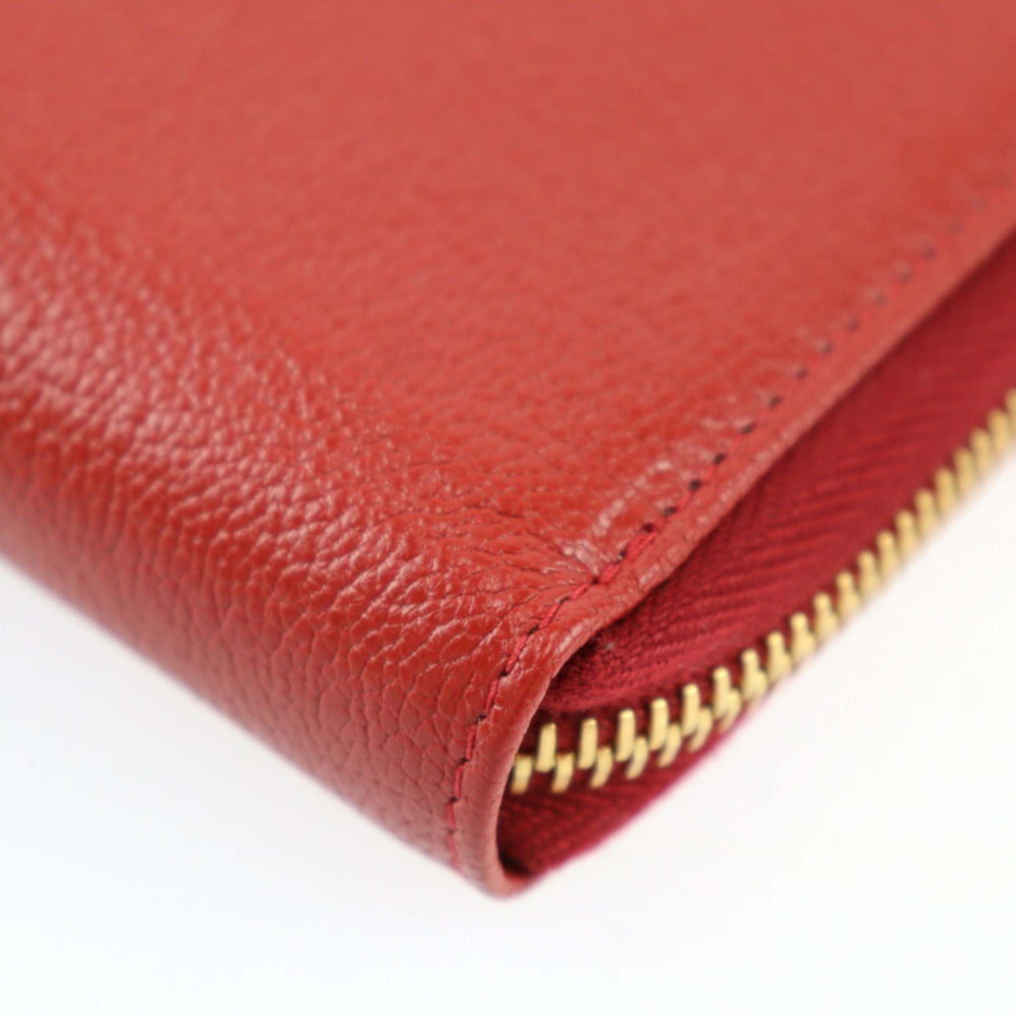 Miu Miu MIUMIU Long Wallet 5ML506 Leather FUOCO Red Gold Metal Fittings Round Zipper Ribbon