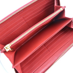 Miu Miu MIUMIU Long Wallet 5ML506 Leather FUOCO Red Gold Metal Fittings Round Zipper Ribbon