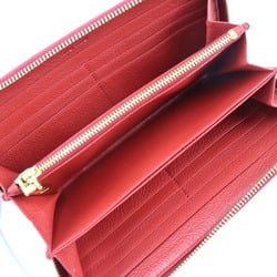 Miu Miu MIUMIU Long Wallet 5ML506 Leather FUOCO Red Gold Metal Fittings Round Zipper Ribbon