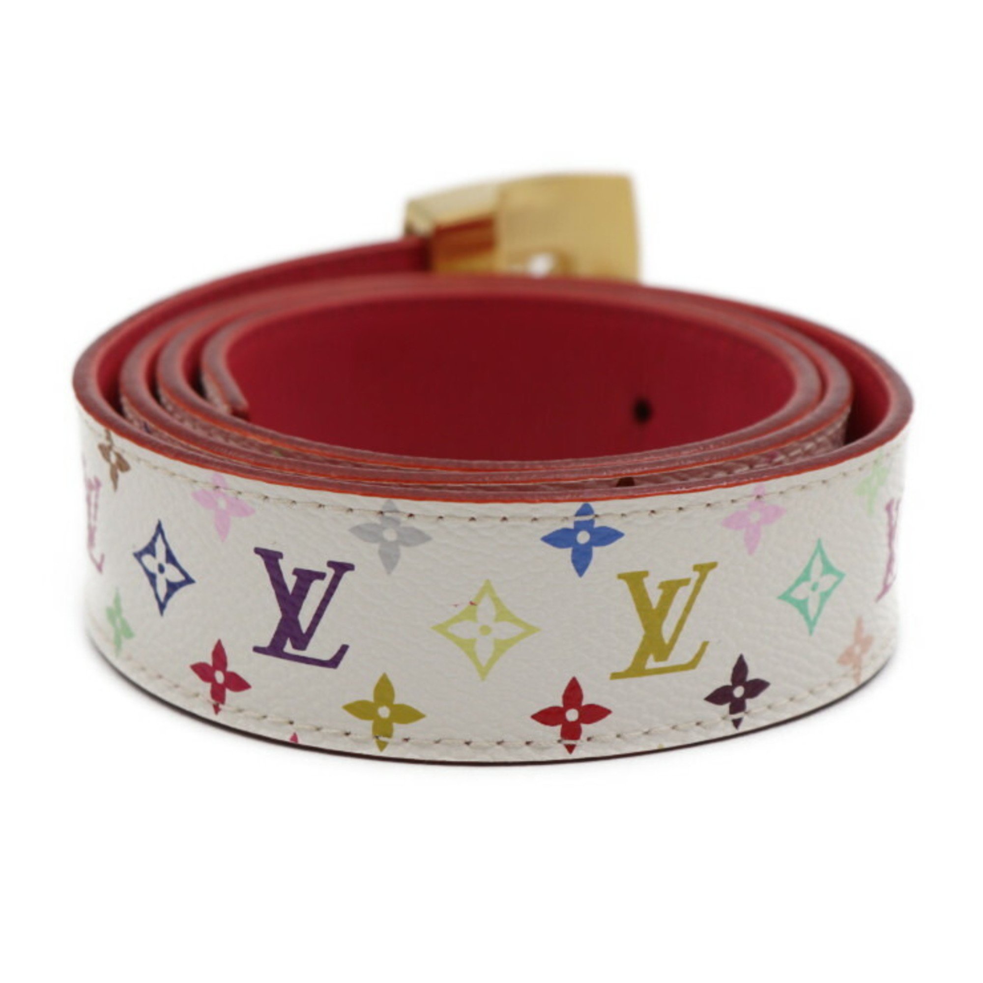 LOUIS VUITTON Louis Vuitton Suntulle LV Cut Belt M9682W Notation Size 80/32 Monogram Multicolor Leather Bron Grenade Gold Hardware Reversible