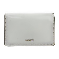 BURBERRY Chain Wallet Coin Case Card Leather White Black Gold Hardware Business Holder Purse Angel