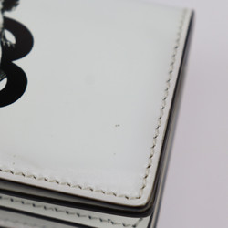 BURBERRY Chain Wallet Coin Case Card Leather White Black Gold Hardware Business Holder Purse Angel