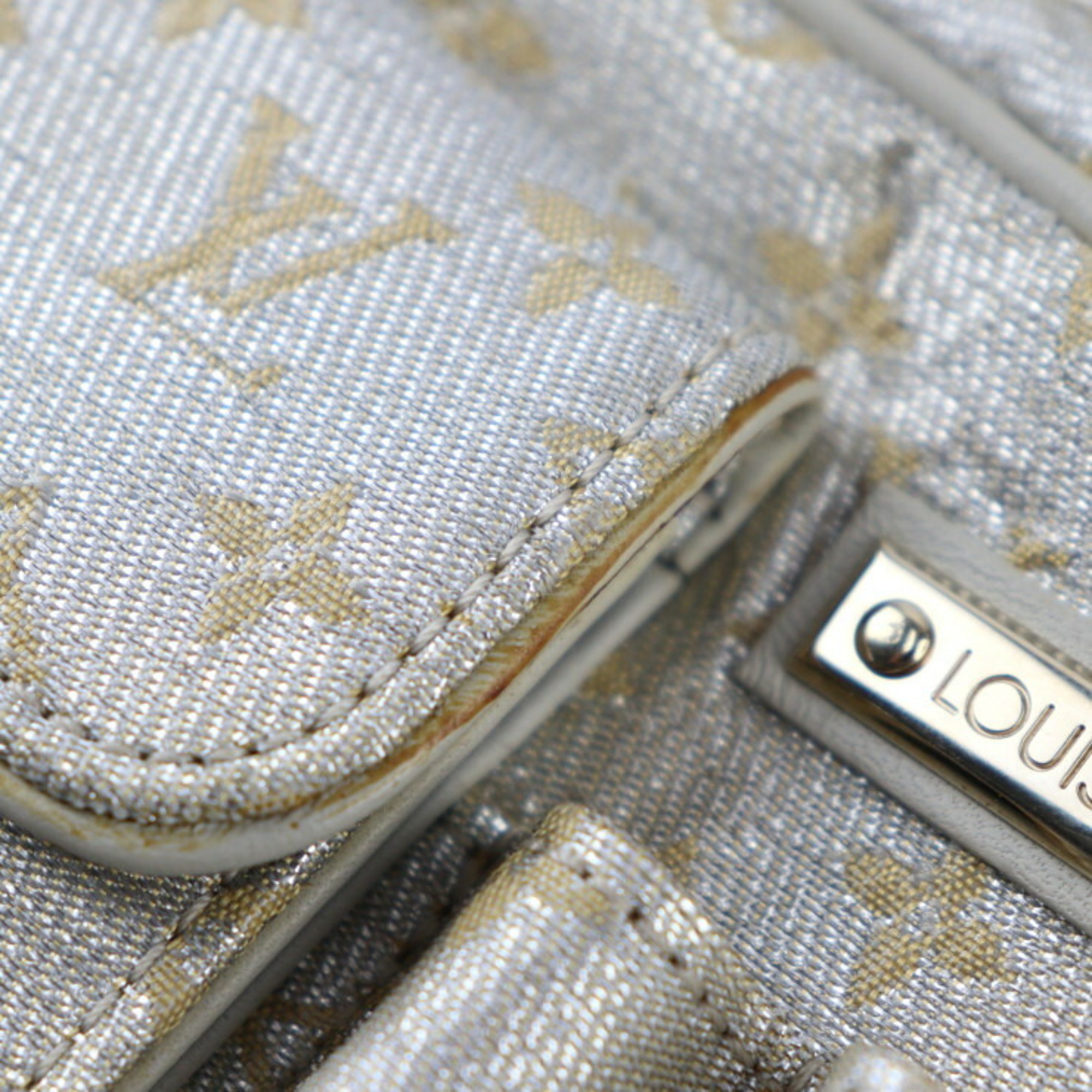 LOUIS VUITTON Louis Vuitton McKenna Handbag M92362 Monogram Shine Leather Silver Gold Hardware Chain Shoulder Bag