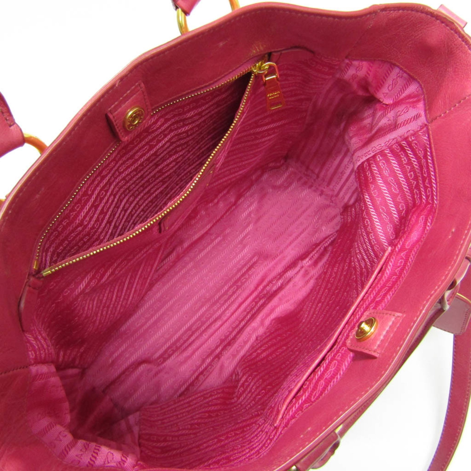 Prada Vitello Shine Women's Leather Handbag,Shoulder Bag Pink